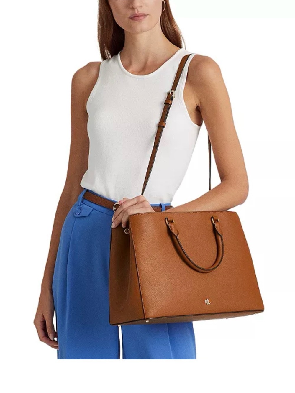 Polo by Ralph Lauren Cognac Saffiano Leather Tote - Picture 3 of 8